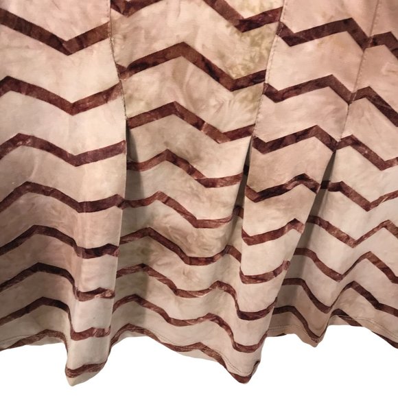 Shannon Ford New York Womens Brown Tan Geo Zig Zag Print V Neck Peplum Blouse 1X - Picture 4 of 12